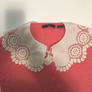 Prairie shabby chic cottage core crocheted and cotton fabric oversized collar